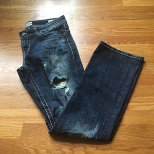 BKE Distressed Faded Sabrina Tall Bootcut Jeans